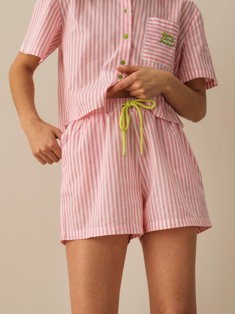 Pembe Oversize Pamuklu Şort