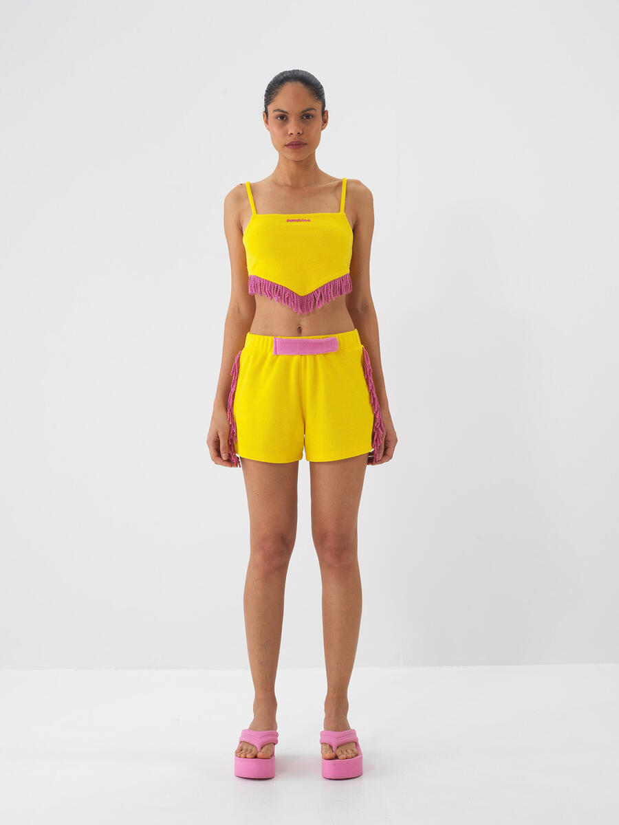 Sarı Regular Fit Pamuklu Şort