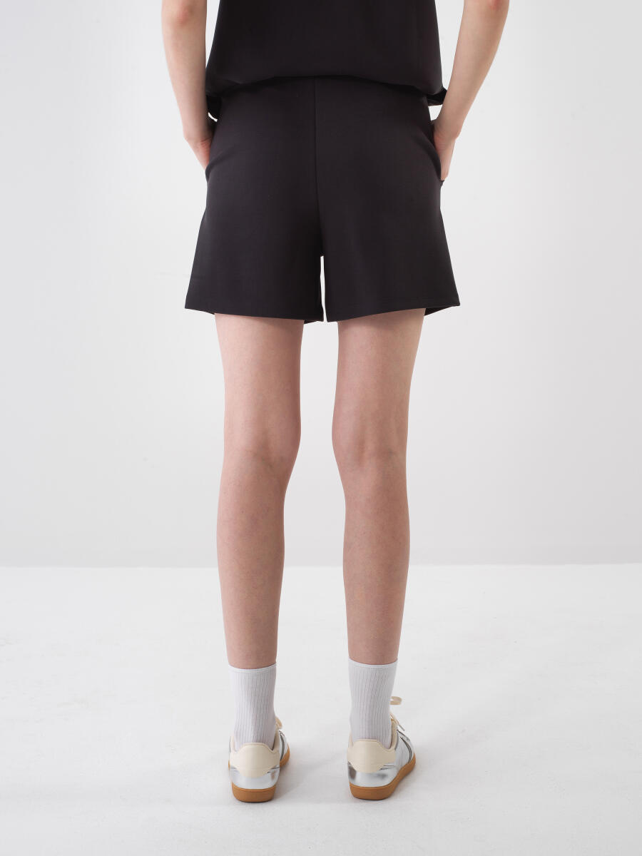 Siyah Oversize Modal Şort - 4