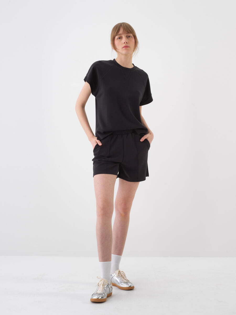 Siyah Oversize Modal Şort - 2