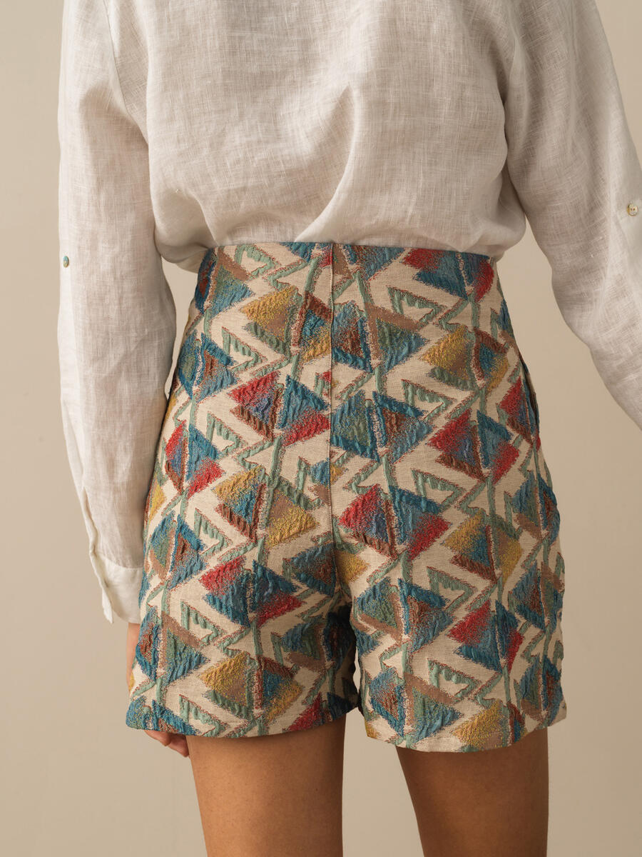 Taş Rengi Oversize Pamuklu Şort - 4