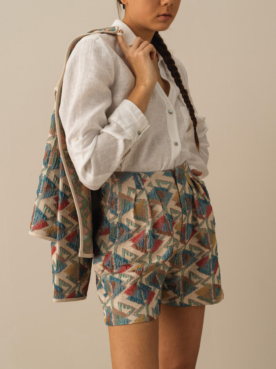 Taş Rengi Oversize Pamuklu Şort