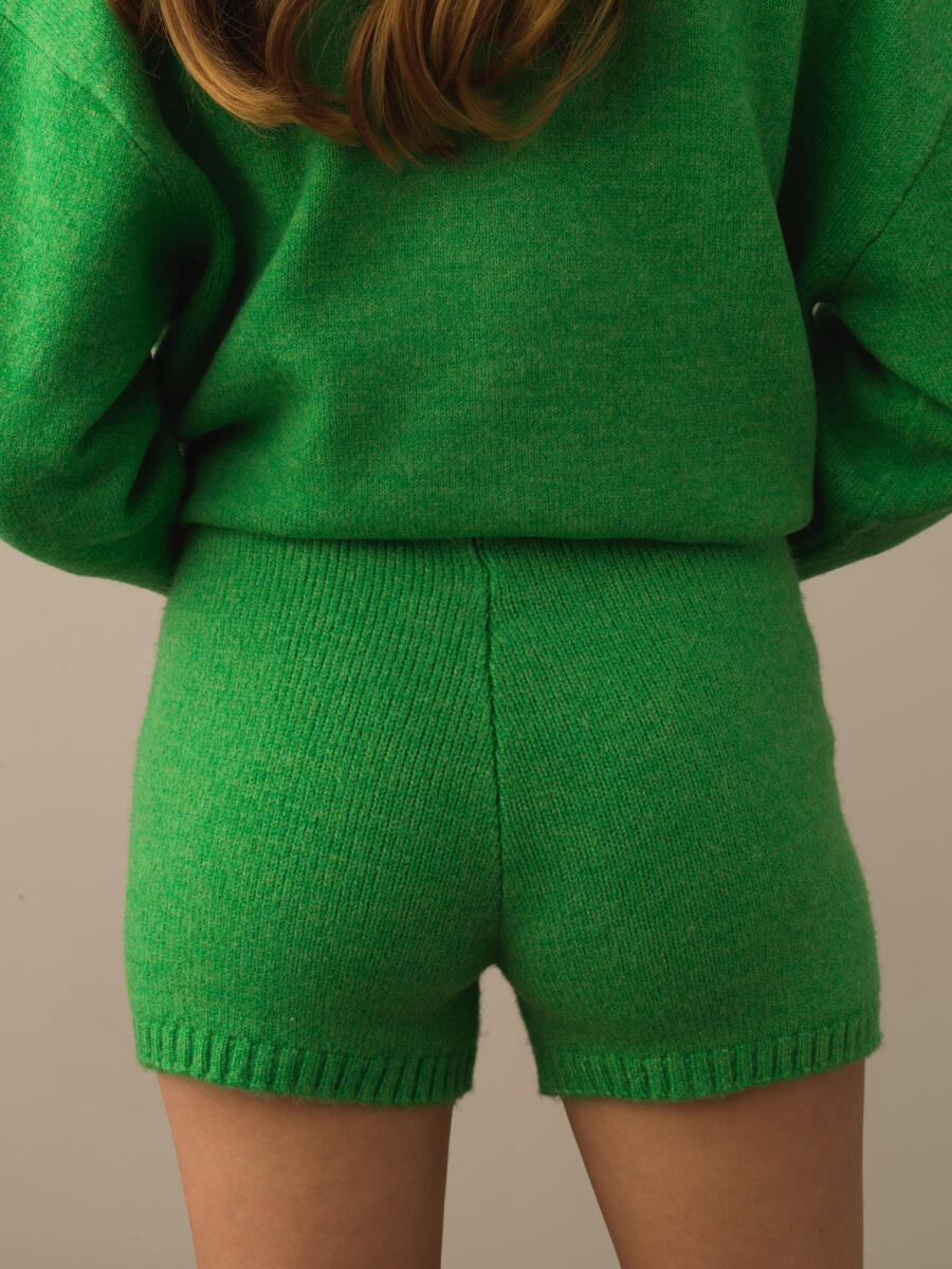 Yeşil Lüks Pamuk Dokulu Regular Fit Şort - 3