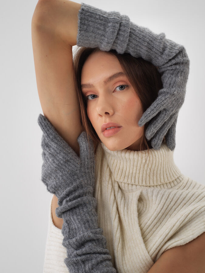 Ekru Doğal Yün Dokulu Regular Fit Süveter - Xint