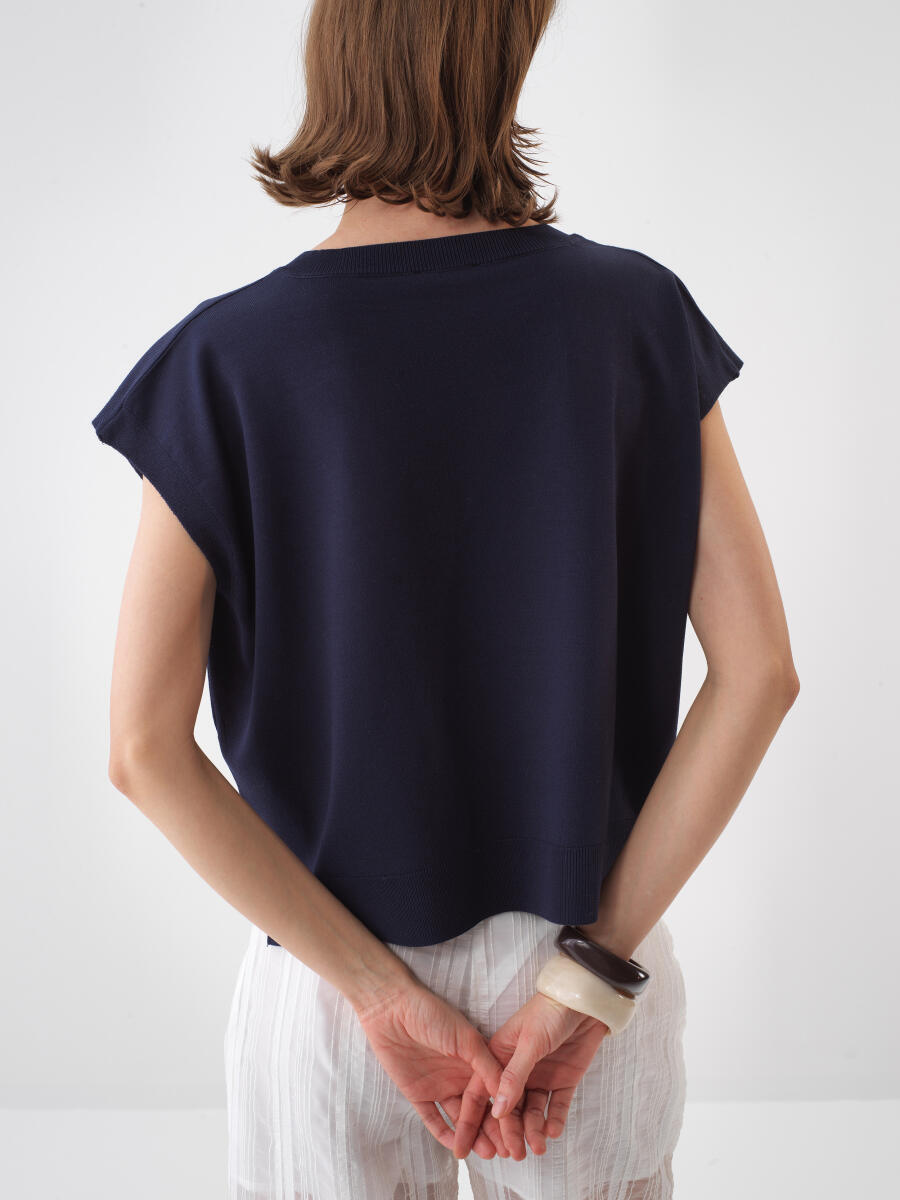 Lacivert Oversize Süveter - 6