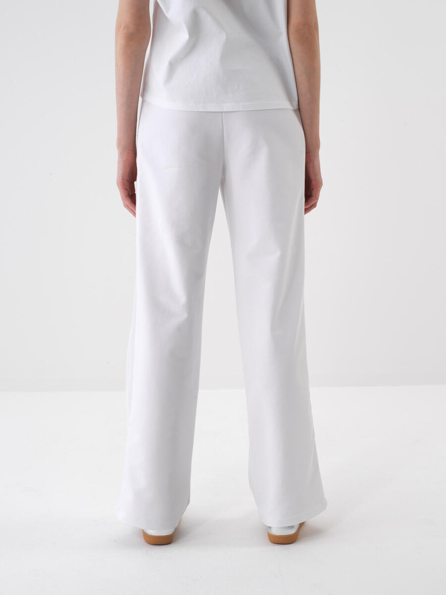 Beyaz Oversize Pamuklu Sweat Pantolon - 5