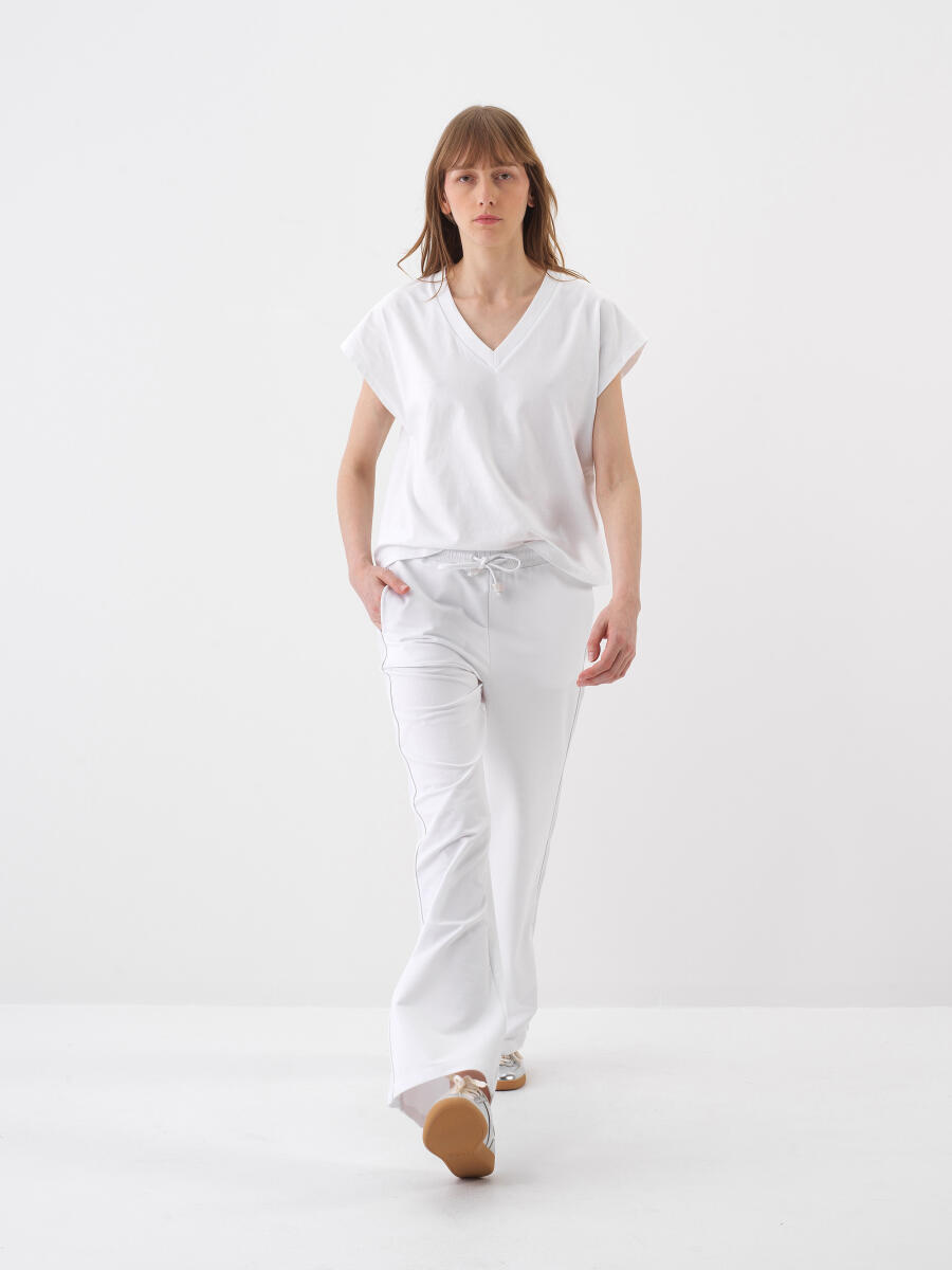 Beyaz Oversize Pamuklu Sweat Pantolon - 2