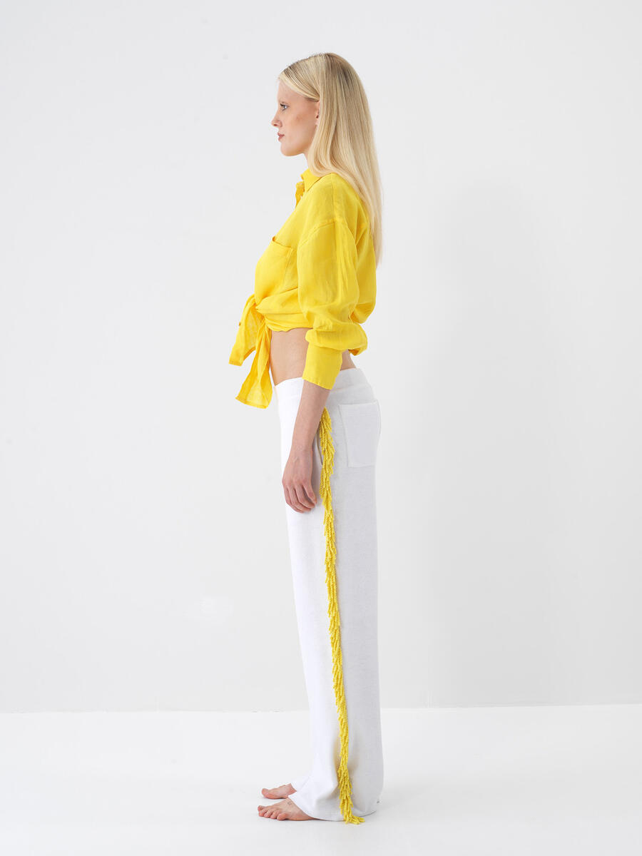 Beyaz Regular Fit Pamuklu Sweat Pantolon - 3
