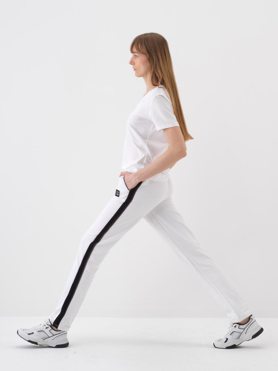 Beyaz Regular Fit Pamuklu Sweat Pantolon - 3