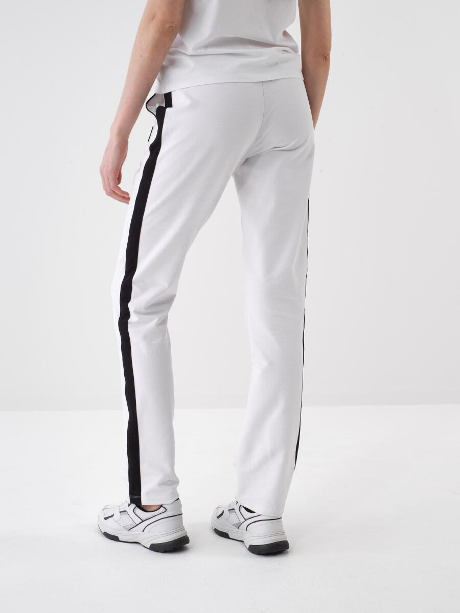 Beyaz Regular Fit Pamuklu Sweat Pantolon - 4