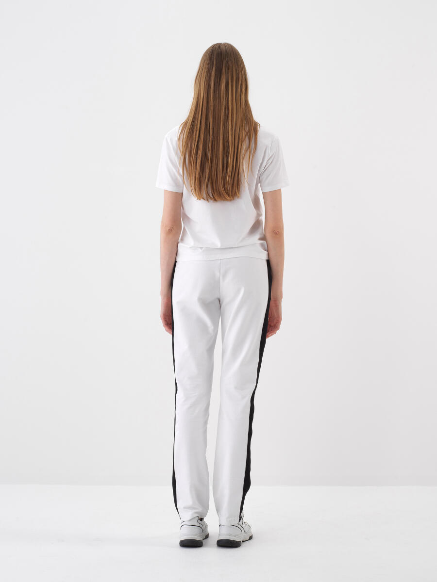 Beyaz Regular Fit Pamuklu Sweat Pantolon - 5