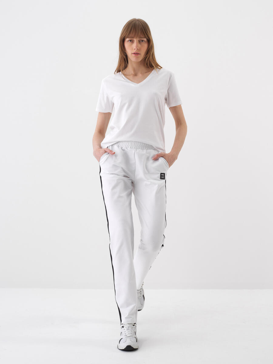 Beyaz Regular Fit Pamuklu Sweat Pantolon - 2