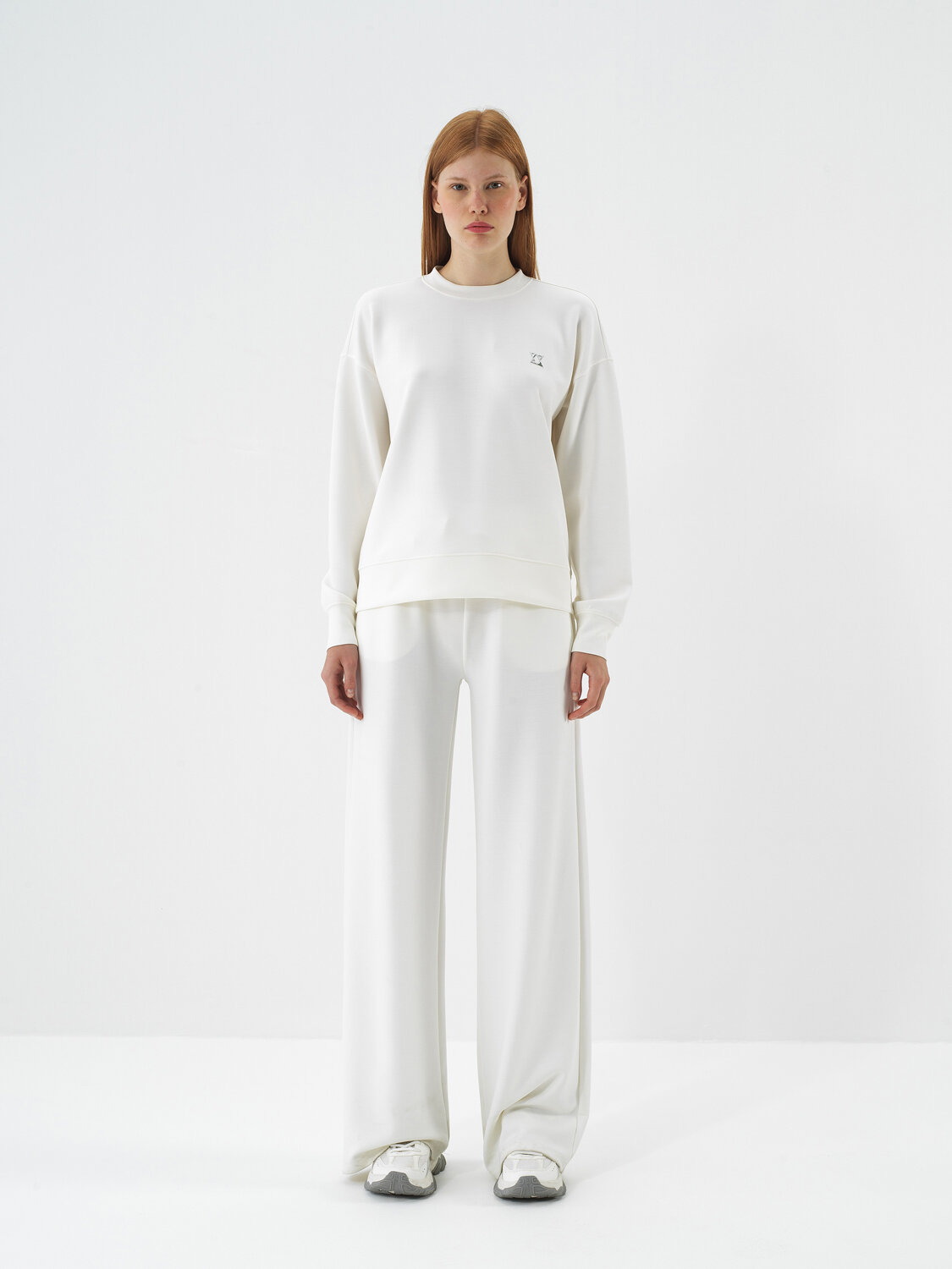 Ekru Modal Dokulu Oversize Sweat Pantolon - Xint