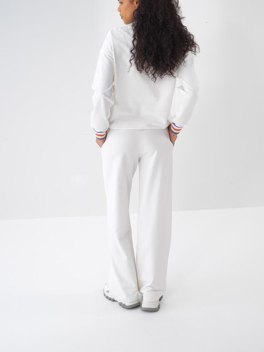Ekru Oversize Pamuklu Sweat Pantolon - 4