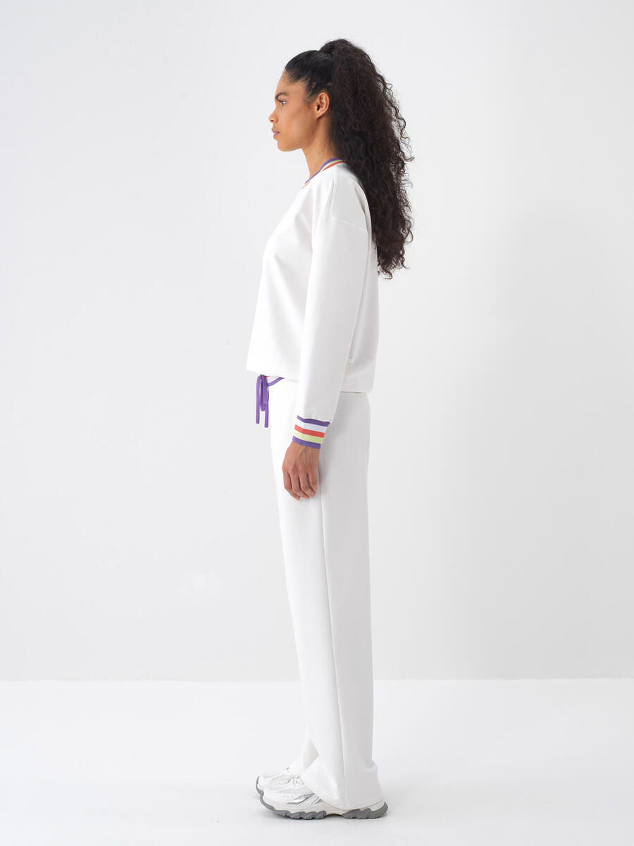Ekru Oversize Pamuklu Sweat Pantolon - 3