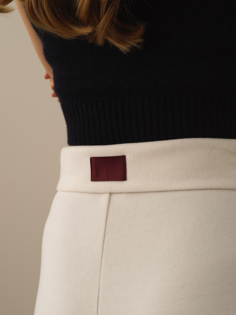 Ekru Pamuk Dokulu Oversize Sweat Pantolon - 4