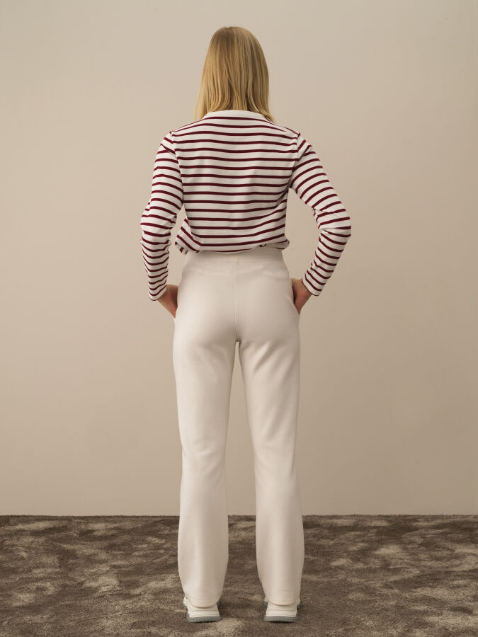 Ekru Pamuk Dokulu Regular Fit Sweat Pantolon - Xint