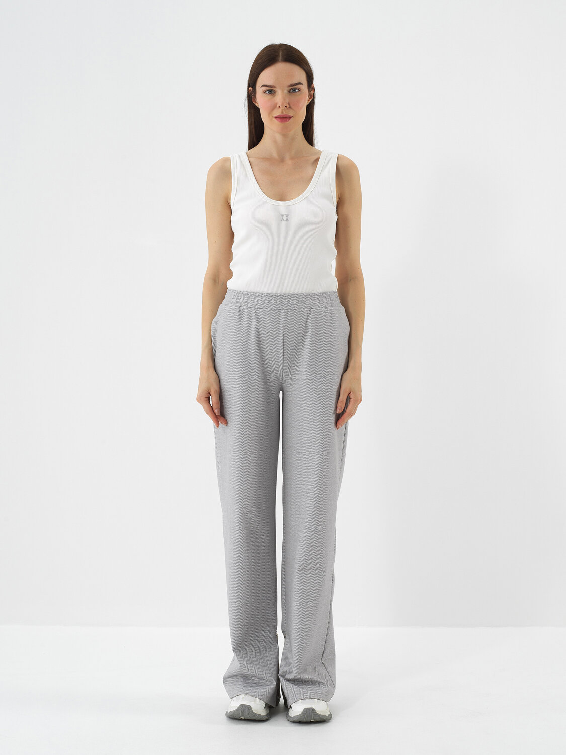 Gri Pamuk Dokulu Oversize Sweat Pantolon - Xint