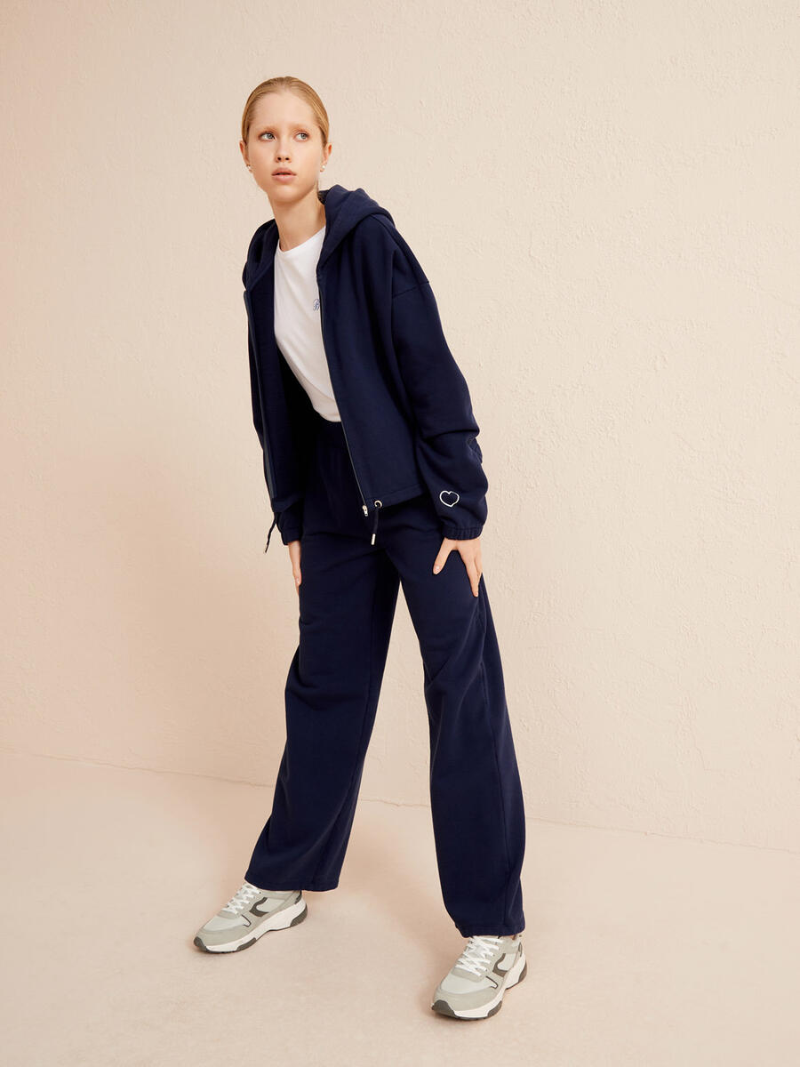 Lacivert Oversize Pamuklu Sweat Pantolon - 4
