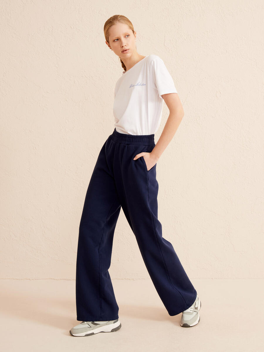 Lacivert Oversize Pamuklu Sweat Pantolon - 2