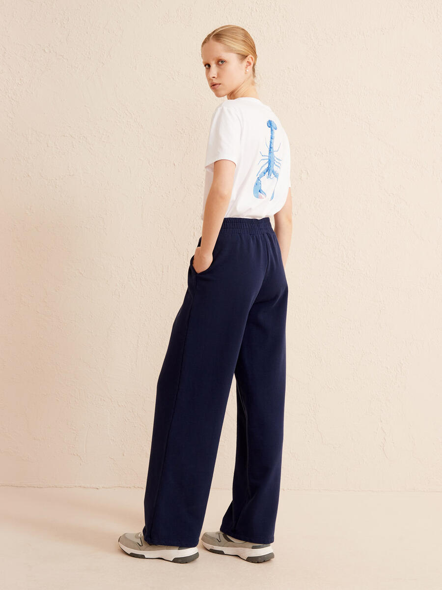 Lacivert Oversize Pamuklu Sweat Pantolon