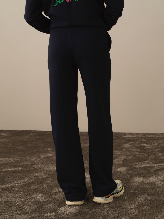 Lacivert Pamuk Dokulu Regular Fit Sweat Pantolon - Xint