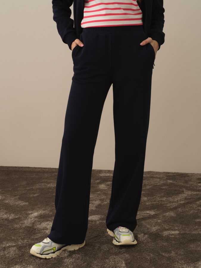 Lacivert Pamuk Dokulu Regular Fit Sweat Pantolon - Xint