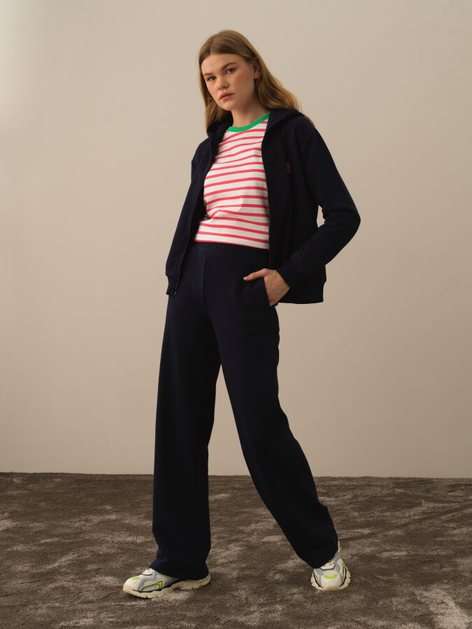 Lacivert Pamuk Dokulu Regular Fit Sweat Pantolon - Xint