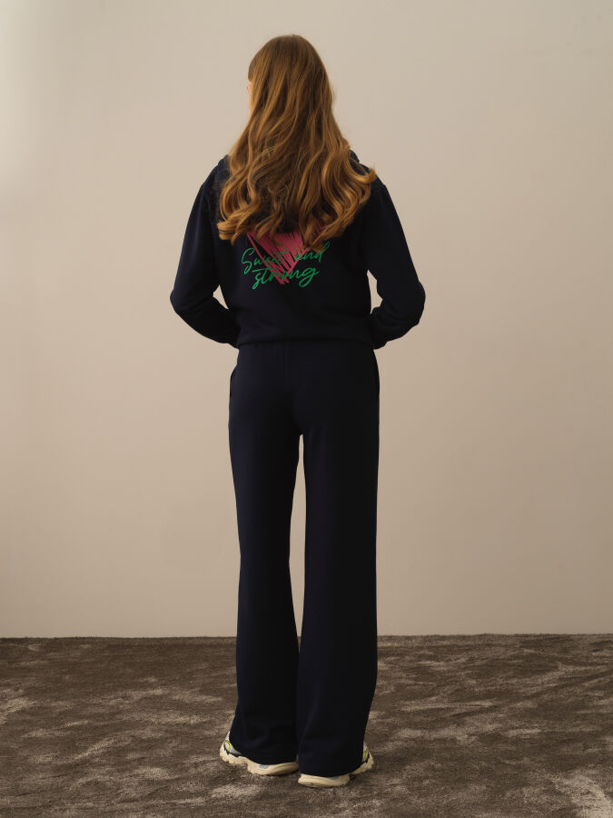 Lacivert Pamuk Dokulu Regular Fit Sweat Pantolon - Xint