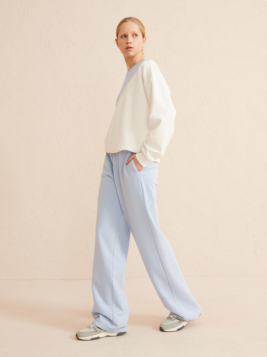 Mavi Oversize Pamuklu Sweat Pantolon