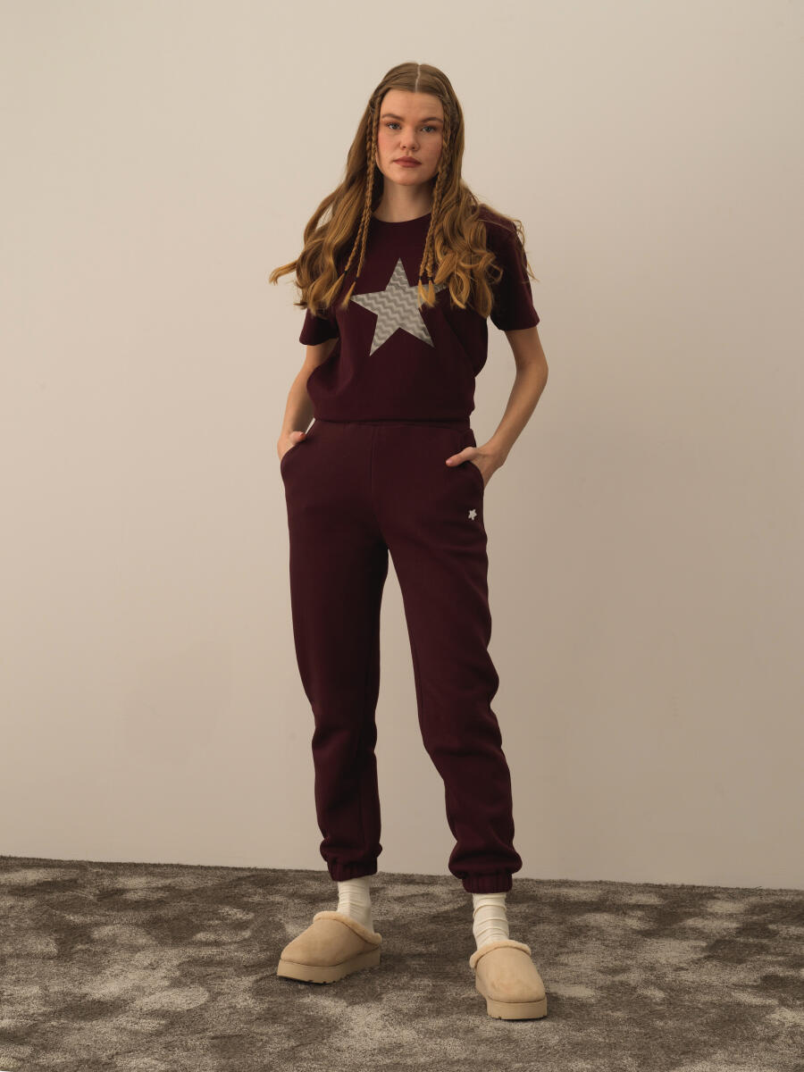 Bordo Basic Sweat Pantolon - 2