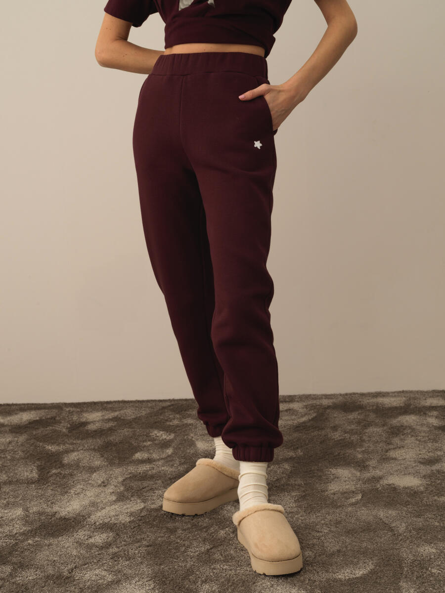 Bordo Basic Sweat Pantolon - 1