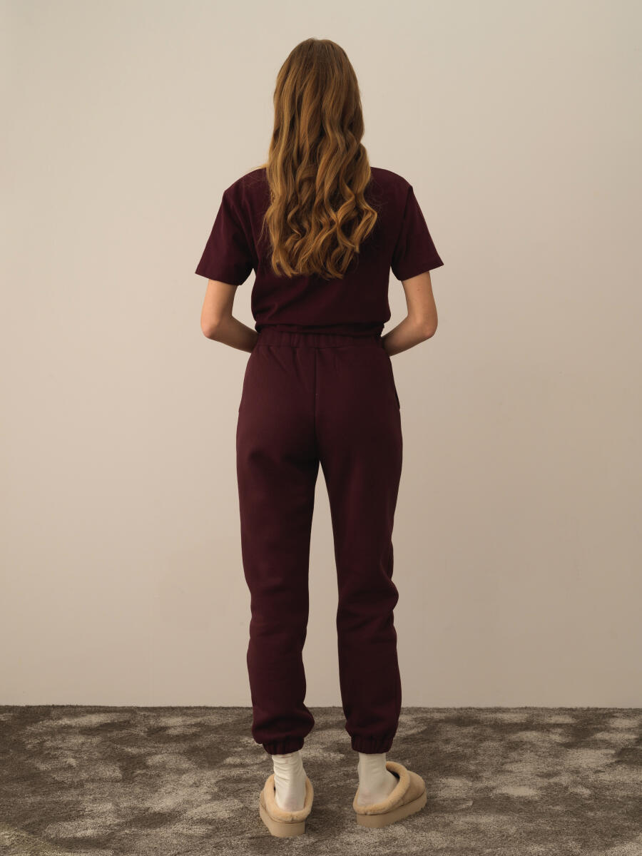 Bordo Basic Sweat Pantolon - 4