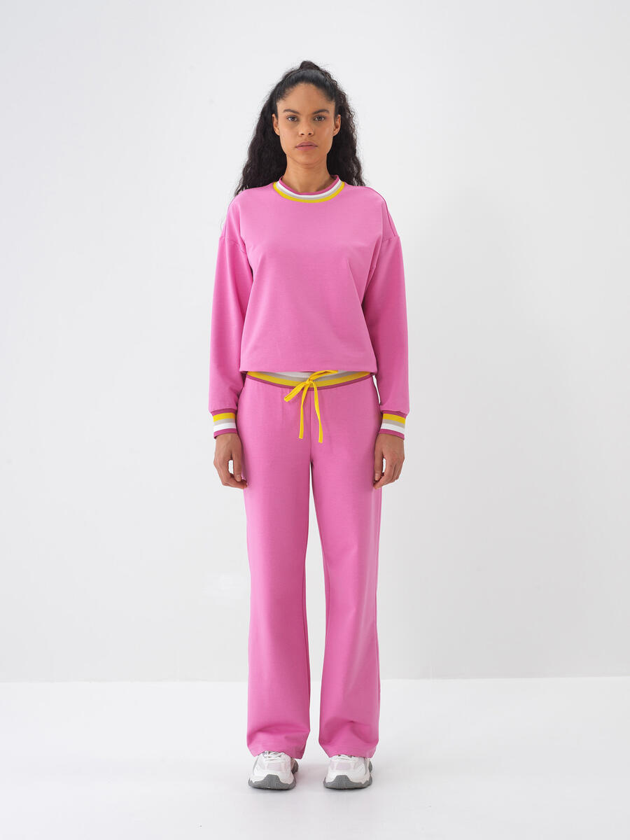 Pembe Oversize Pamuklu Sweat Pantolon