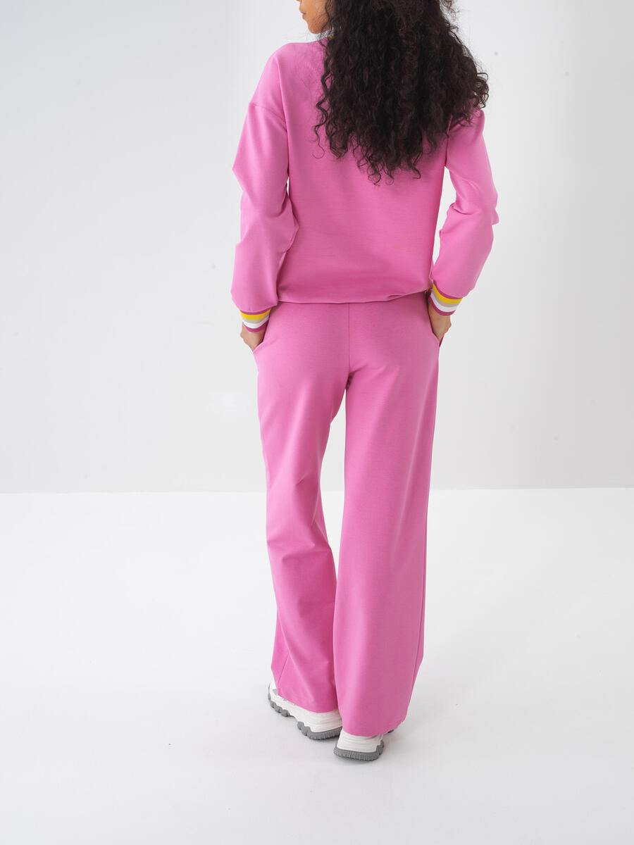 Pembe Oversize Pamuklu Sweat Pantolon - 4