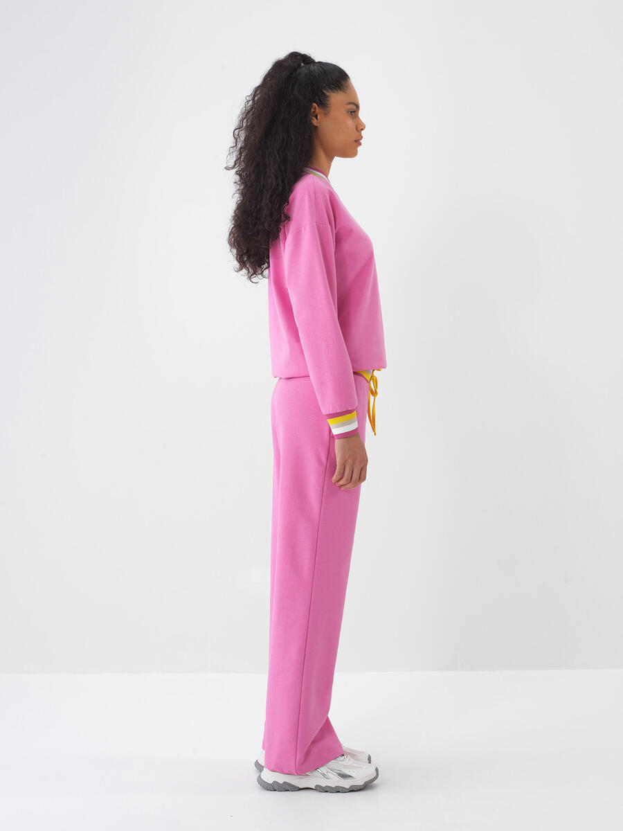 Pembe Oversize Pamuklu Sweat Pantolon - 2
