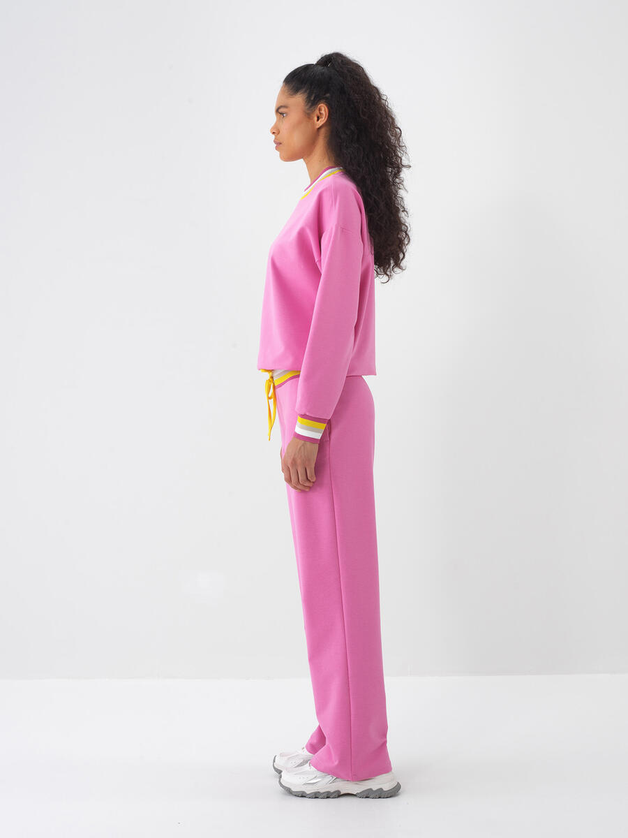 Pembe Oversize Pamuklu Sweat Pantolon - 3