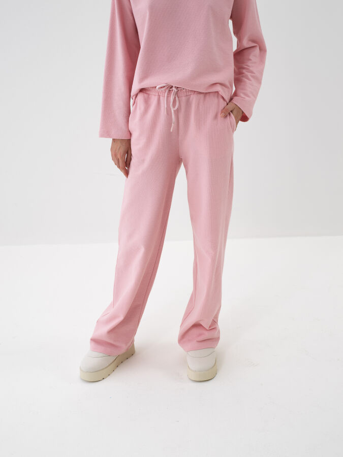 Pembe Pamuk Dokulu Oversize Sweat Pantolon - Xint
