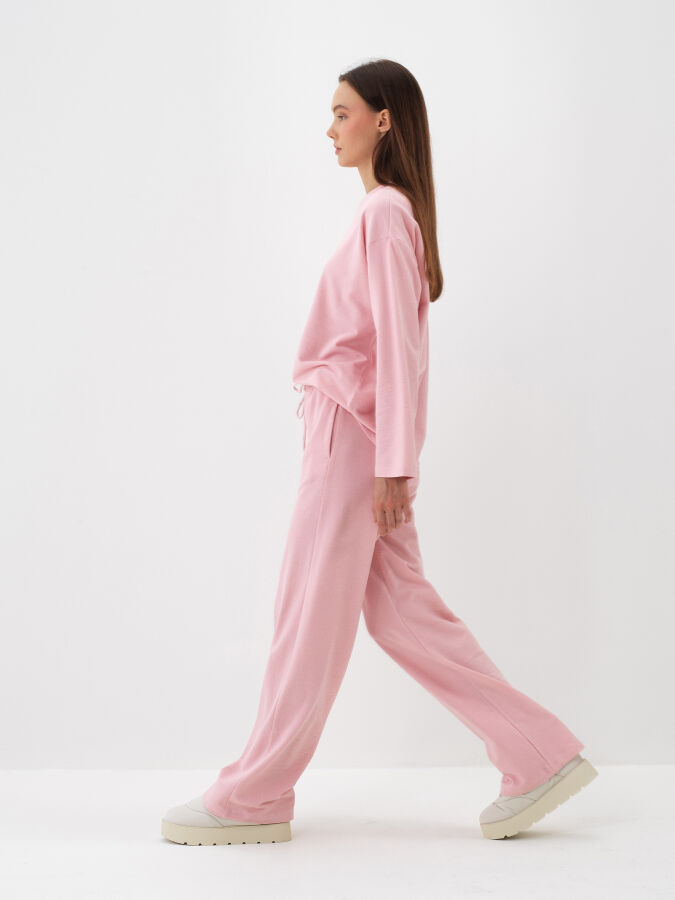 Pembe Pamuk Dokulu Oversize Sweat Pantolon - Xint