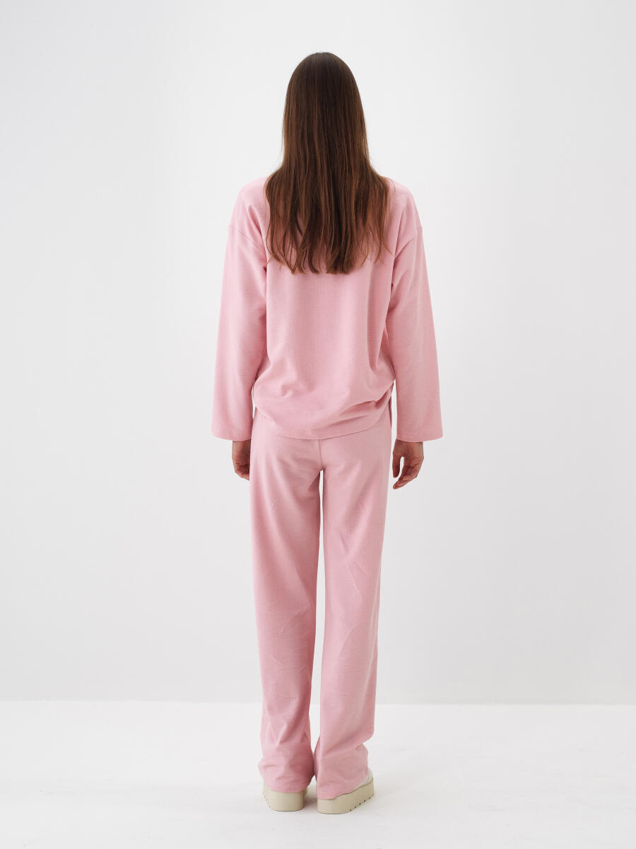 Pembe Pamuk Dokulu Oversize Sweat Pantolon - 5