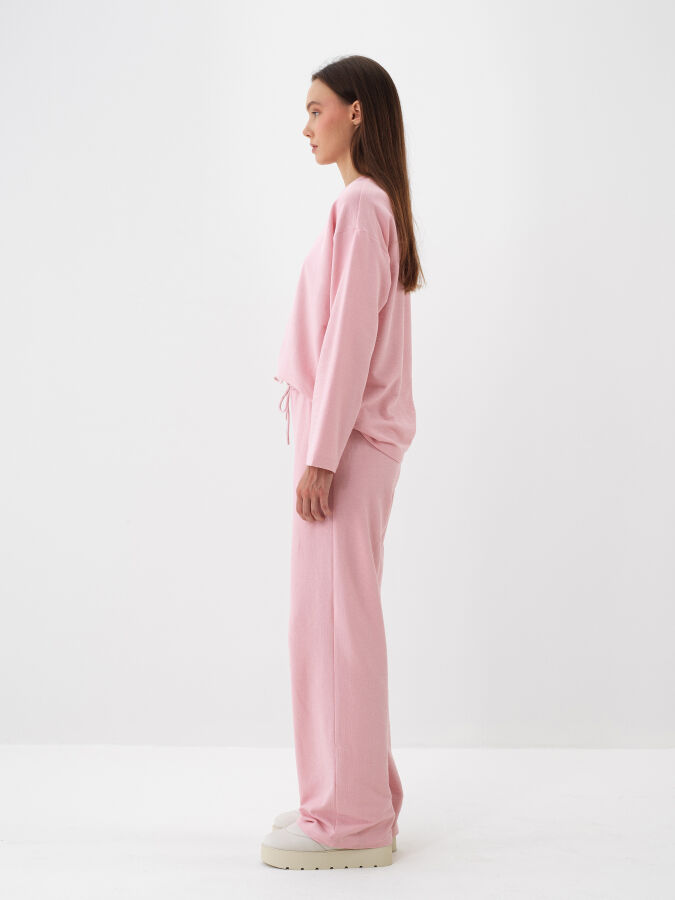 Pembe Pamuk Dokulu Oversize Sweat Pantolon - Xint