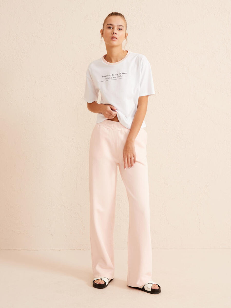 Pudra Rengi Oversize Pamuklu Sweat Pantolon - 2