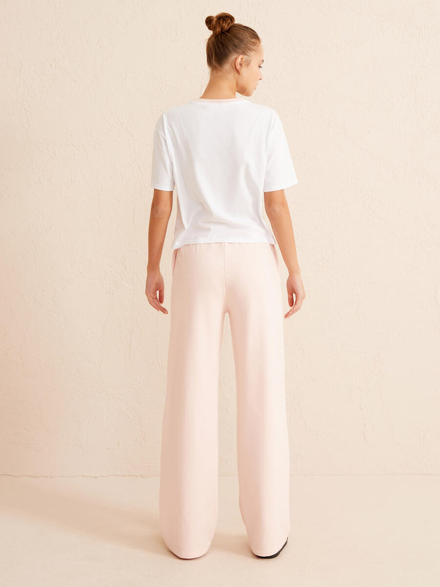 Pudra Rengi Oversize Pamuklu Sweat Pantolon - 4
