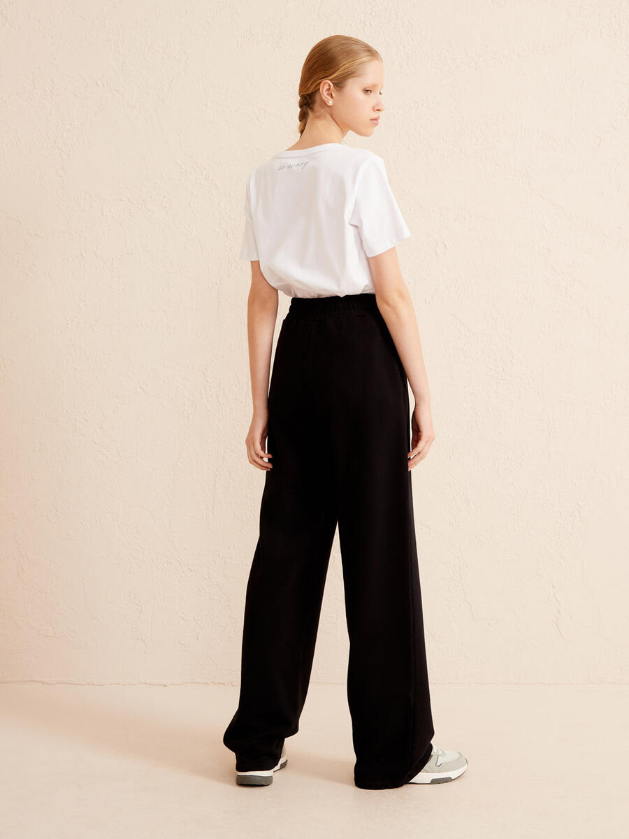 Siyah Oversize Pamuklu Sweat Pantolon - 4