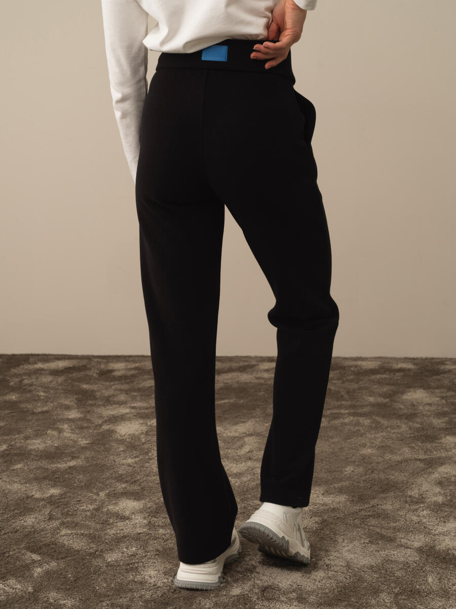 Siyah Pamuk Dokulu Oversize Sweat Pantolon - 3