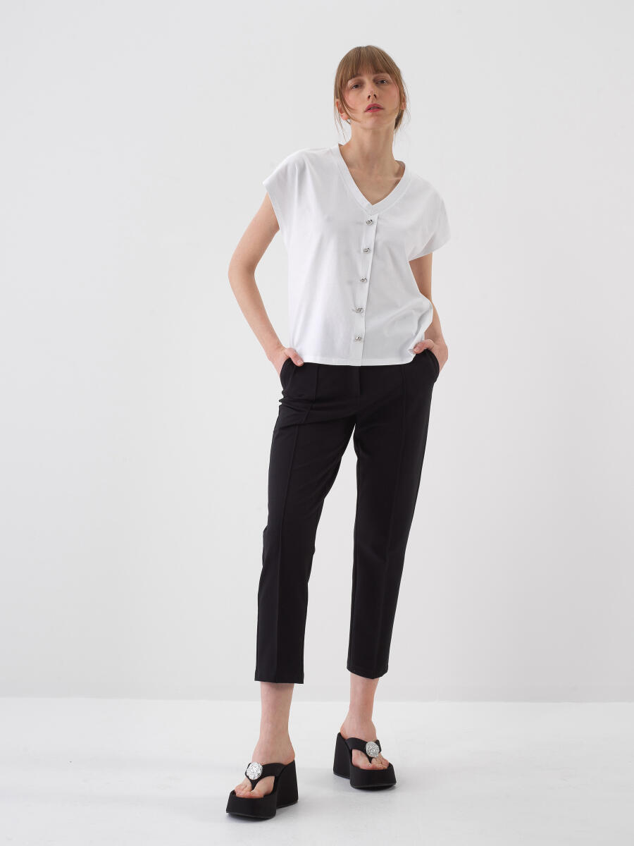 Siyah Regular Fit Pamuklu Sweat Pantolon - 2