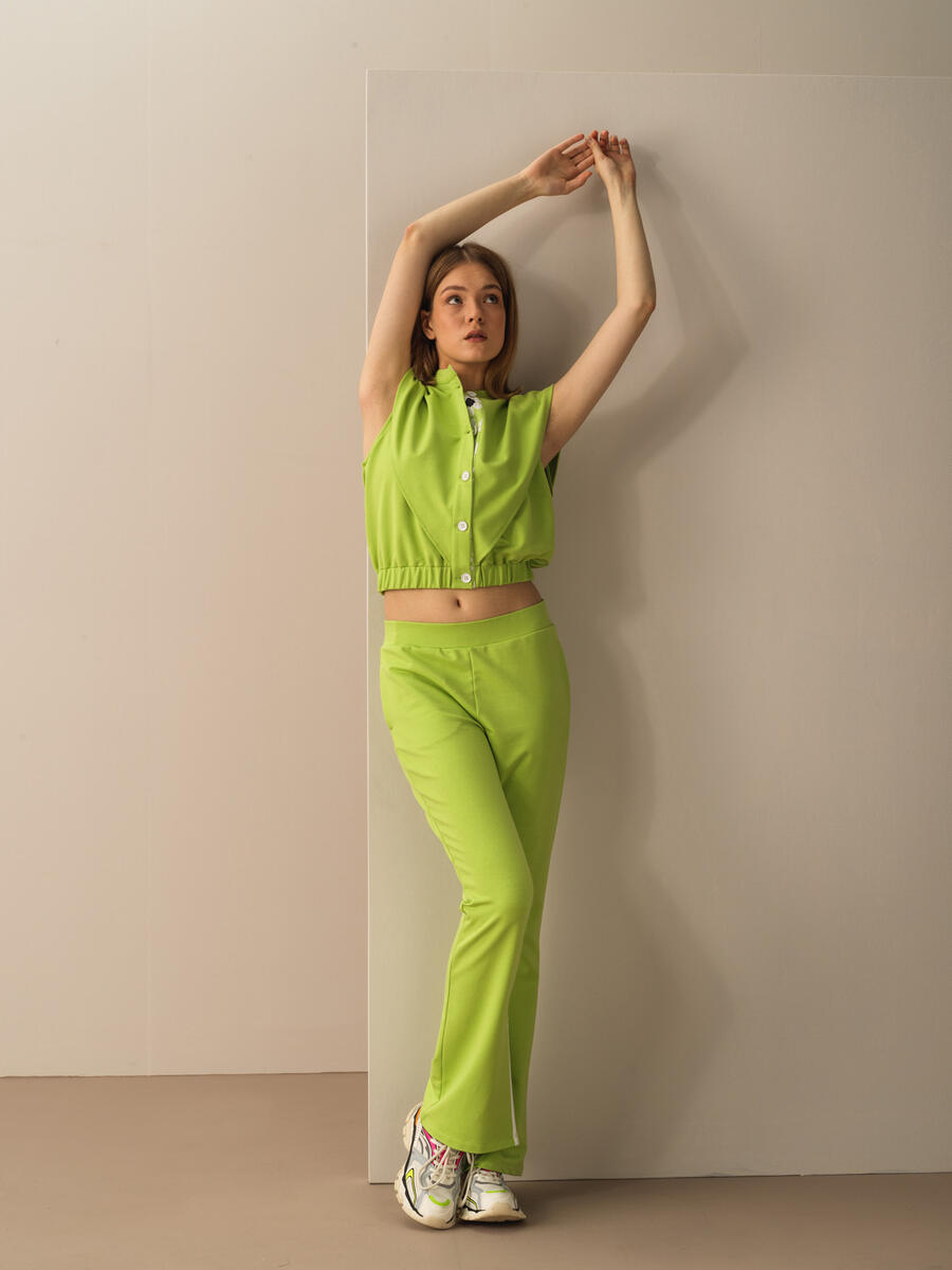 Yeşil Regular Fit Pamuklu Sweat Pantolon - 3