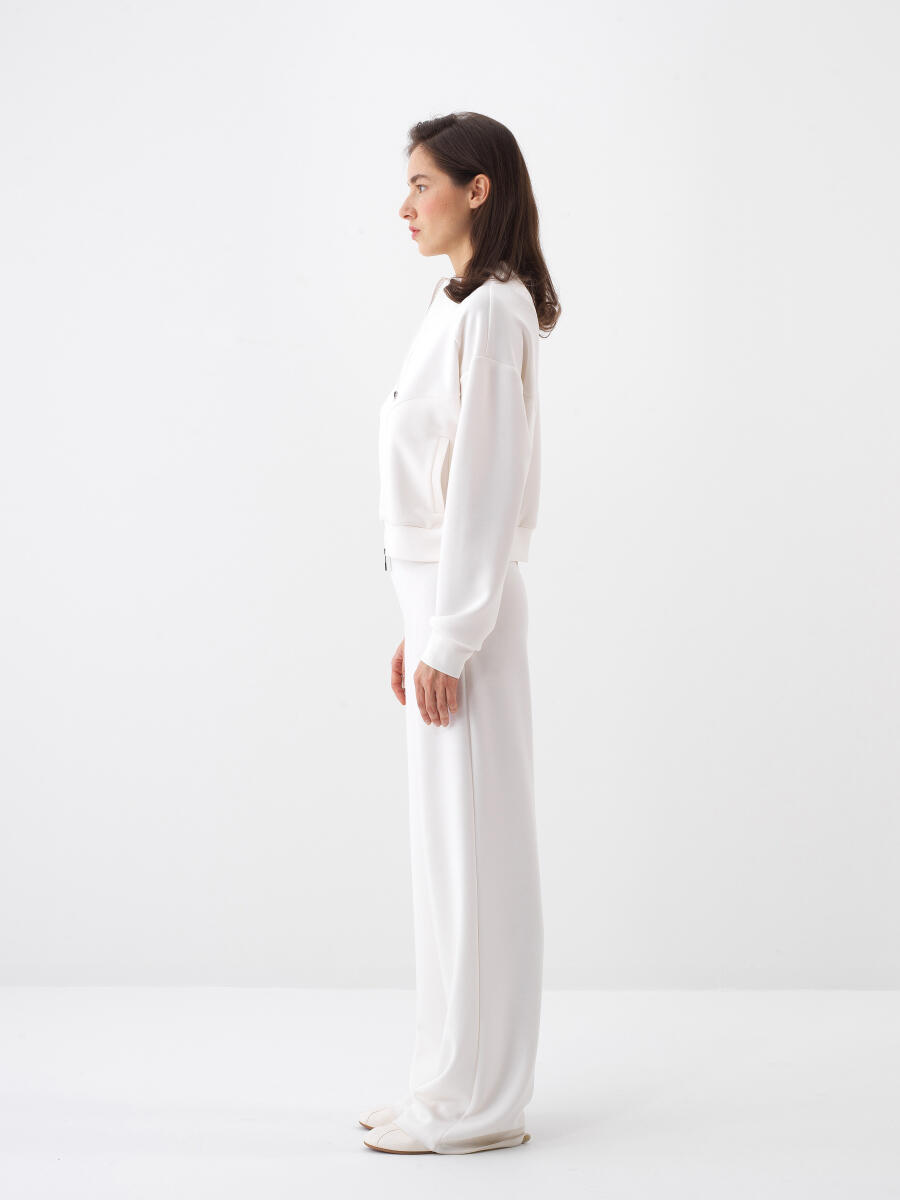 Beyaz Oversize Modal Sweatmont - 3