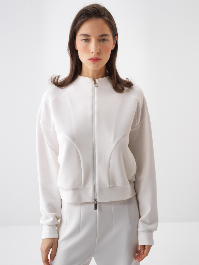 Beyaz Oversize Modal Sweatmont - Xint
