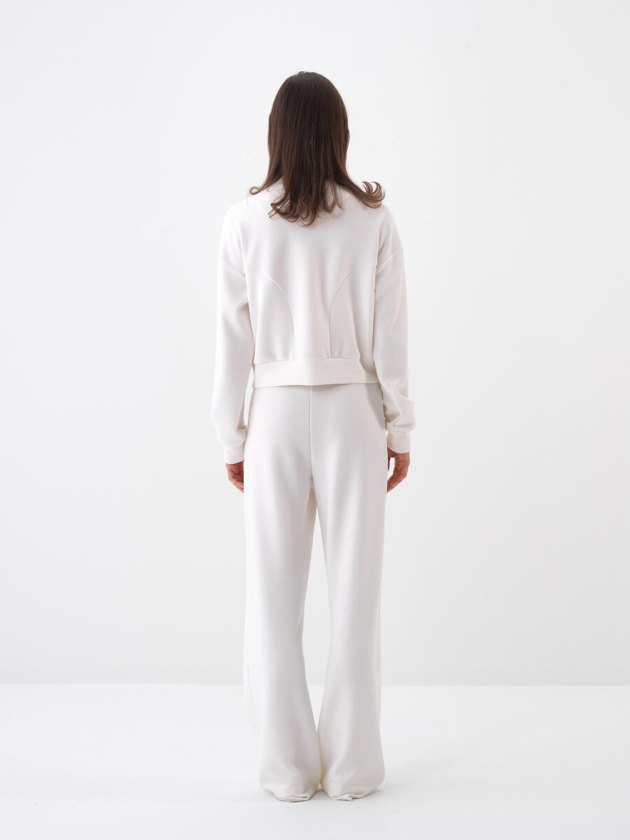 Beyaz Oversize Modal Sweatmont - 5